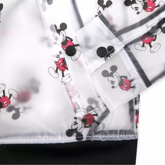 Disney Parks Mickey Mouse Rain Bomber Jacket Transparent Frosted Size Small NEW - Picture 6 of 7